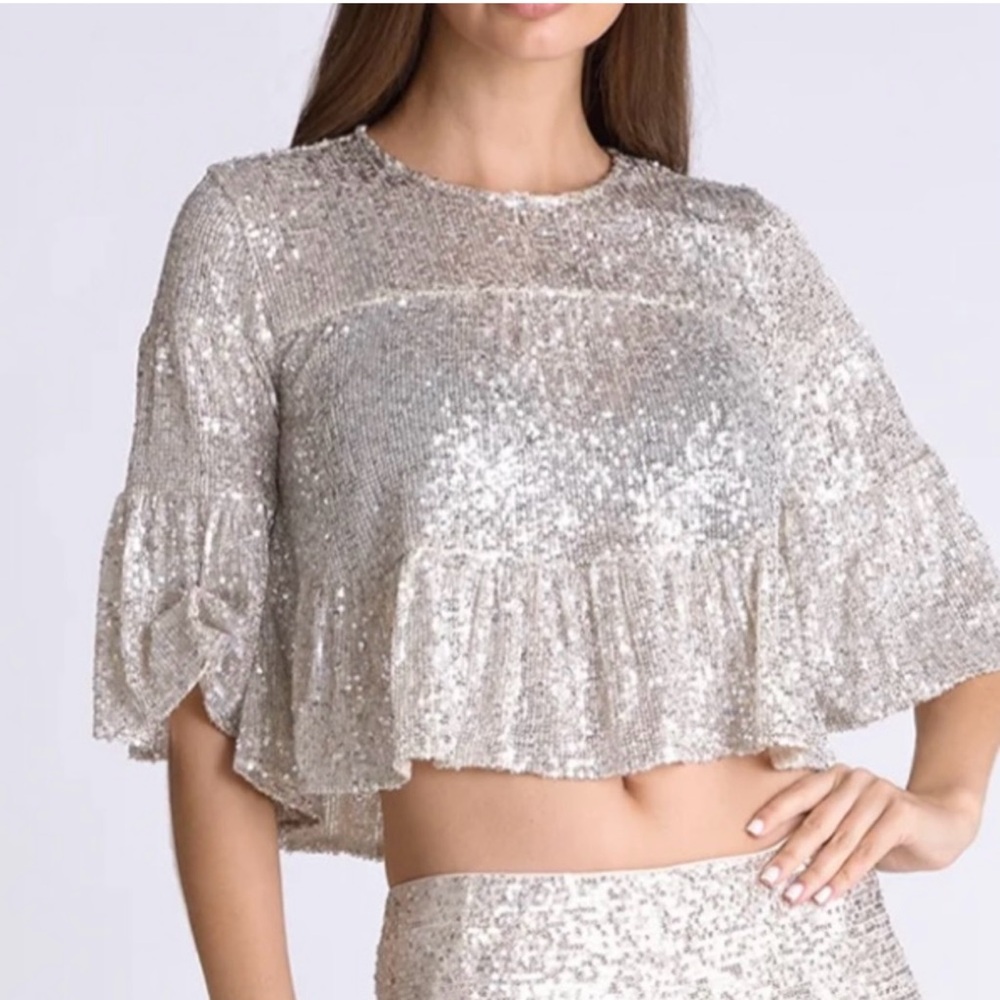 Silver Sequin Women's Top